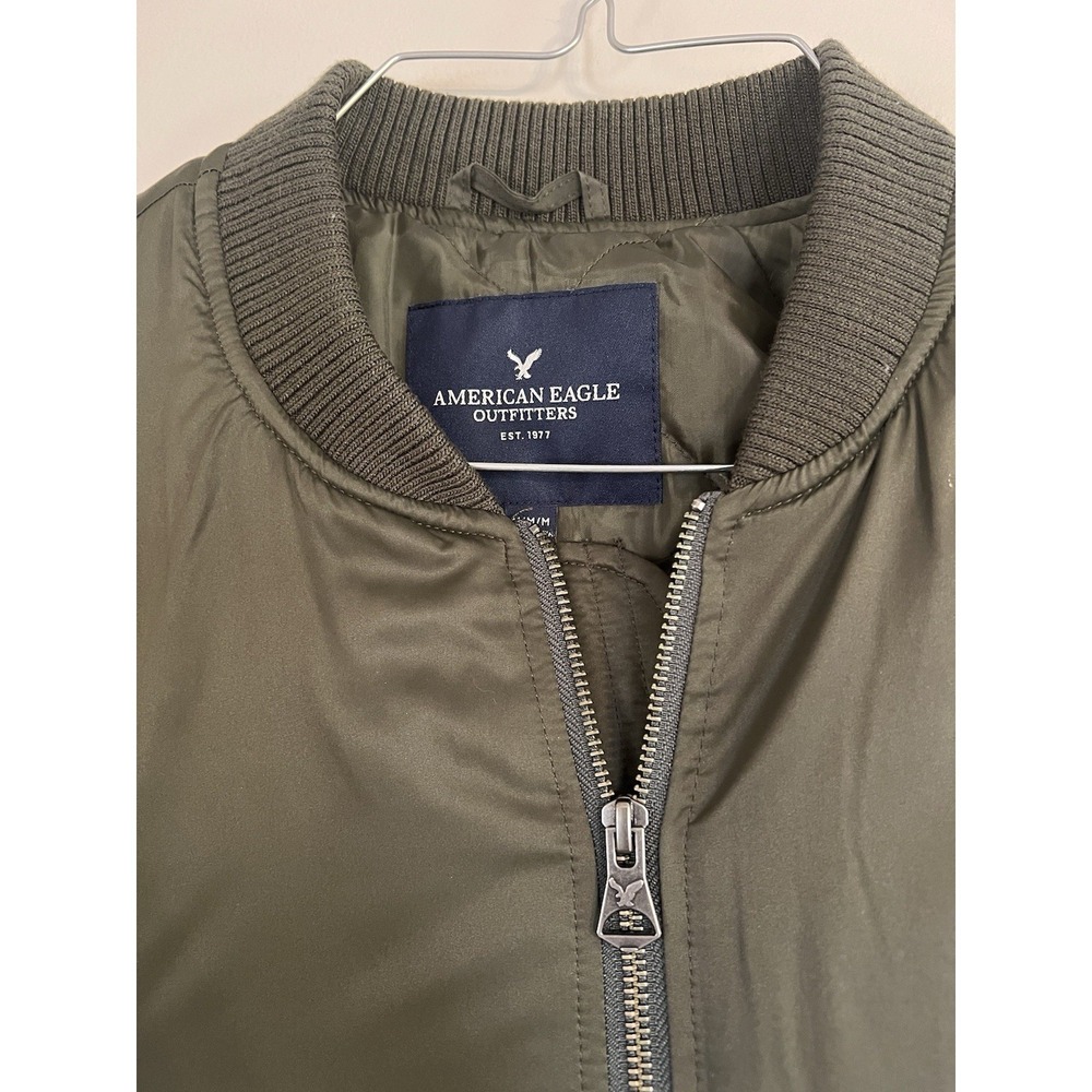 American Eagle AE Olive Green Bomber Jacket Coat Size M Women's - Picture 4 of 6